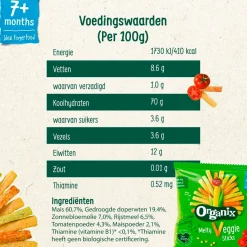 Organix Babytussendoortjes>7+M Melty Veggie Groentesticks
