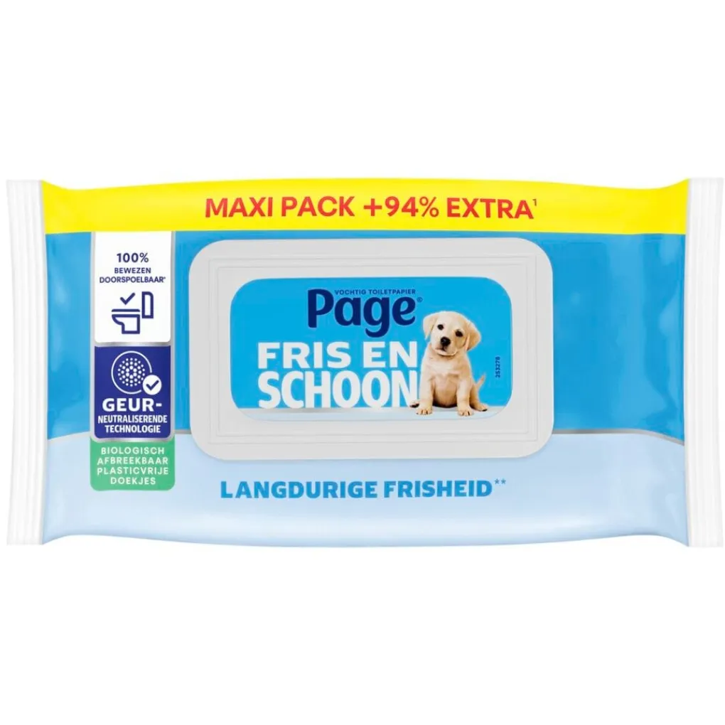 Page Vochtig Toiletpapier|Toiletpapier>Fris en Schoon Vochtig Toiletpapier