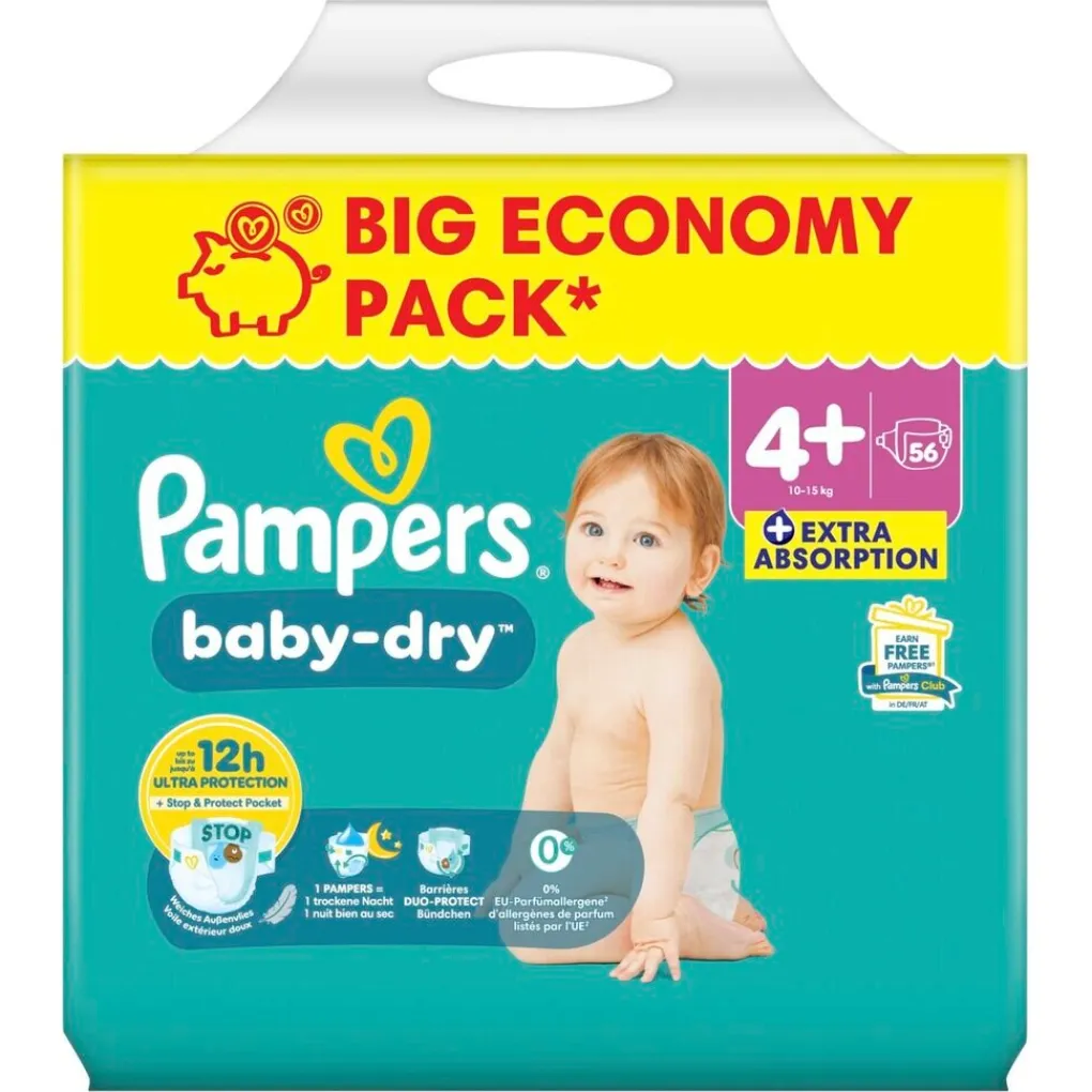 Pampers Luiers Maat 4>Baby-Dry Maat 4+ Luiers