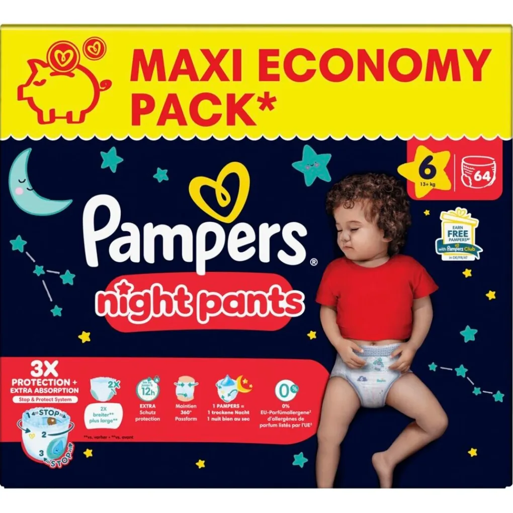 Pampers Pyjamabroekjes|Luierbroekjes Maat 6>Night Pants Maat 6 Luierbroekjes