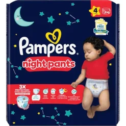Pampers Pyjamabroekjes|Luierbroekjes Maat 4>Night Pants Maat 4 Luierbroekjes