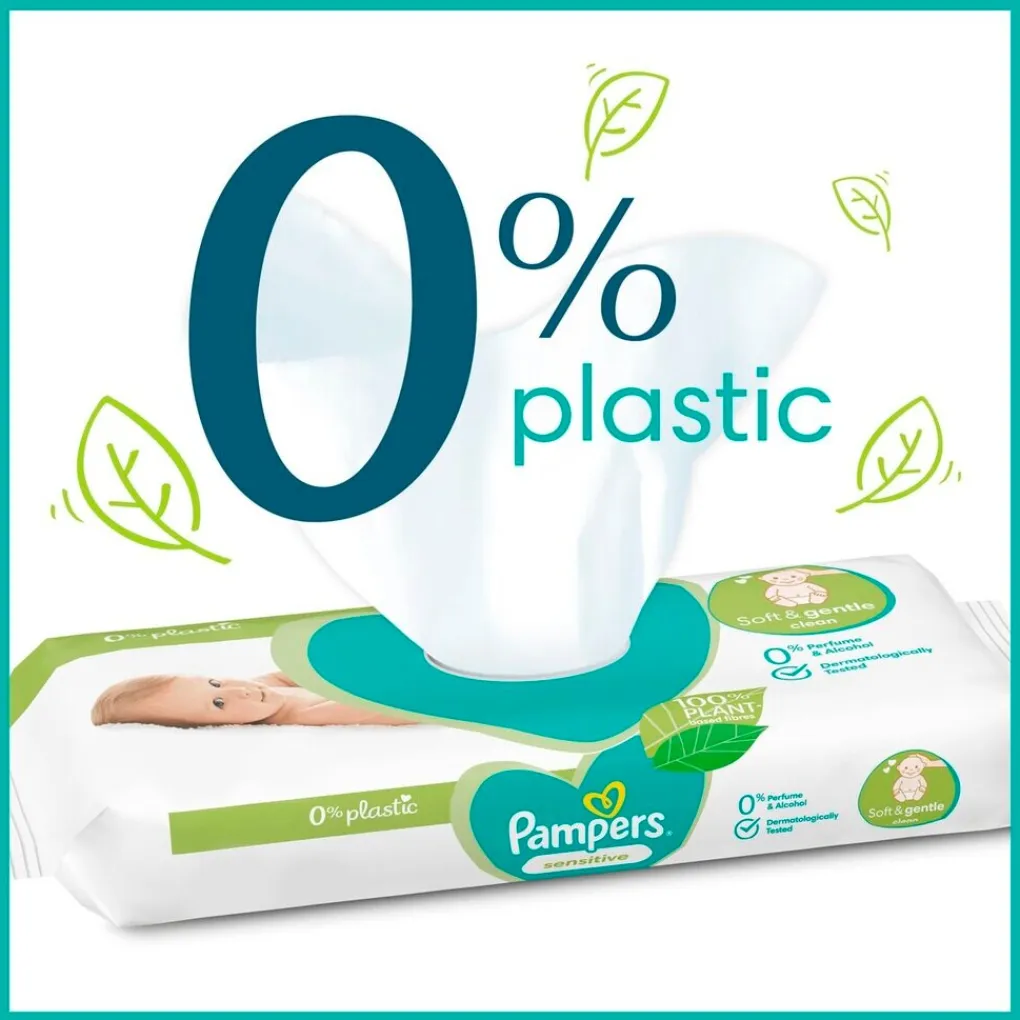 Pampers Billendoekjes>Sensitive 0% Plastic Babydoekjes