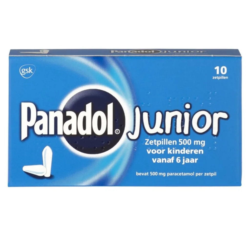 Panadol Pijn>Junior 500 mg Zetpillen voor Kinderen vanaf 6 Jaar