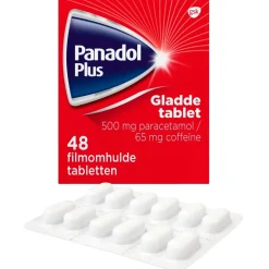 Panadol Pijn>Plus 500mg/65mg Paracetamol en Coffëine Gladde Tabletten