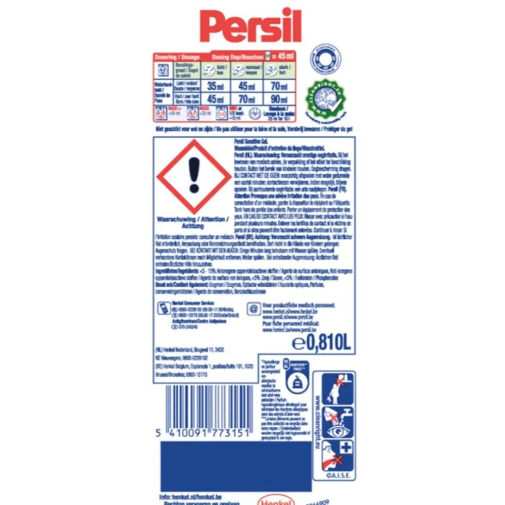 Persil Wasmiddel>Expert Sensitive Vloeibaar Wasmiddel