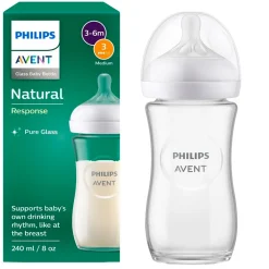 Philips Avent Babyflesjes>Natural Response Fles Glas 240ml – Flow 3 – BPS vrij- 1 fles