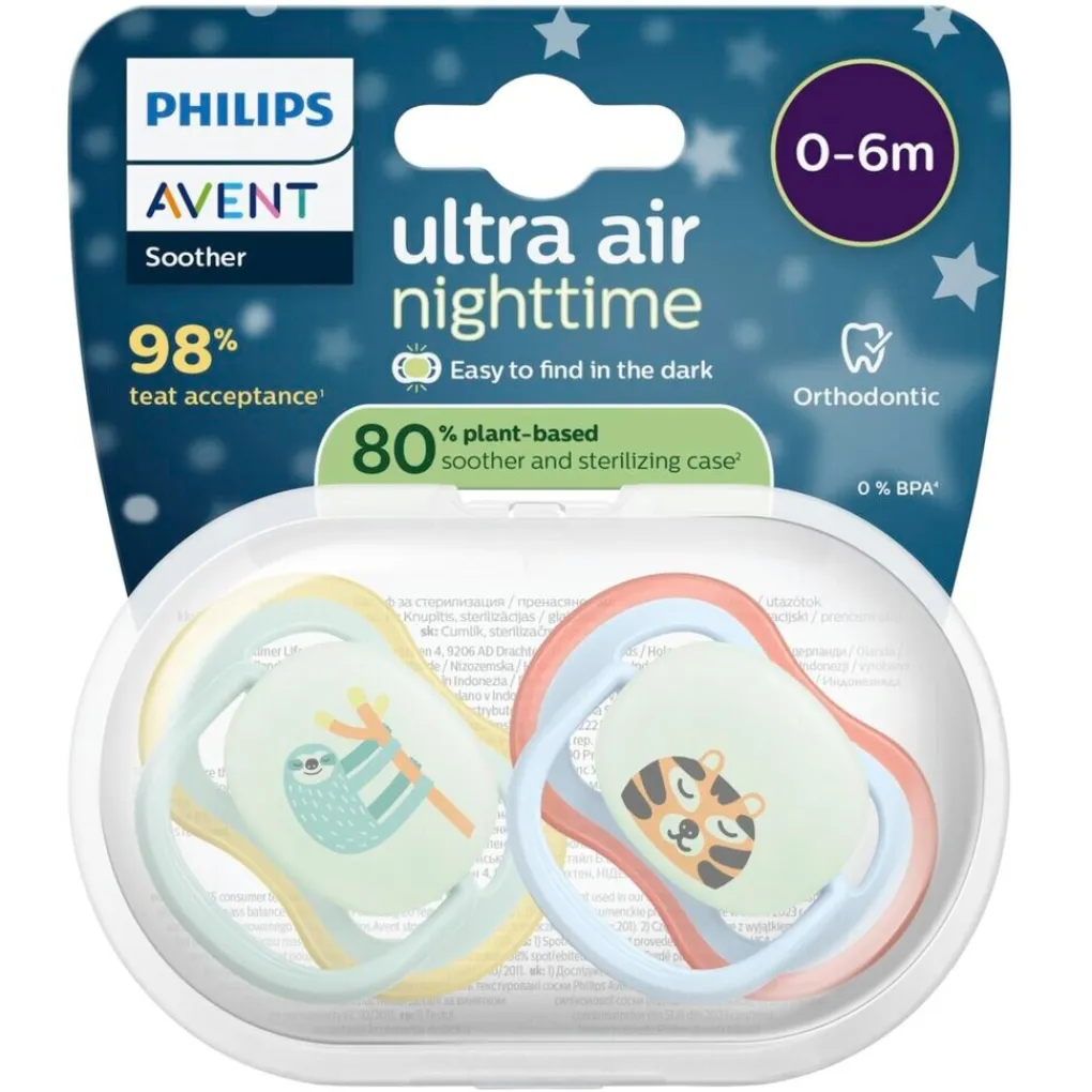Philips Avent Fopspenen>Soother Ultra Air 0-6M SCF376/24 Nighttime Fopspeen
