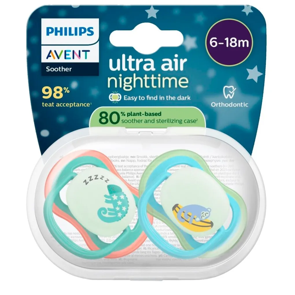 Philips Avent Fopspenen>Soother Ultra Air 6-18M SCF376/28 Nighttime Fopspeen