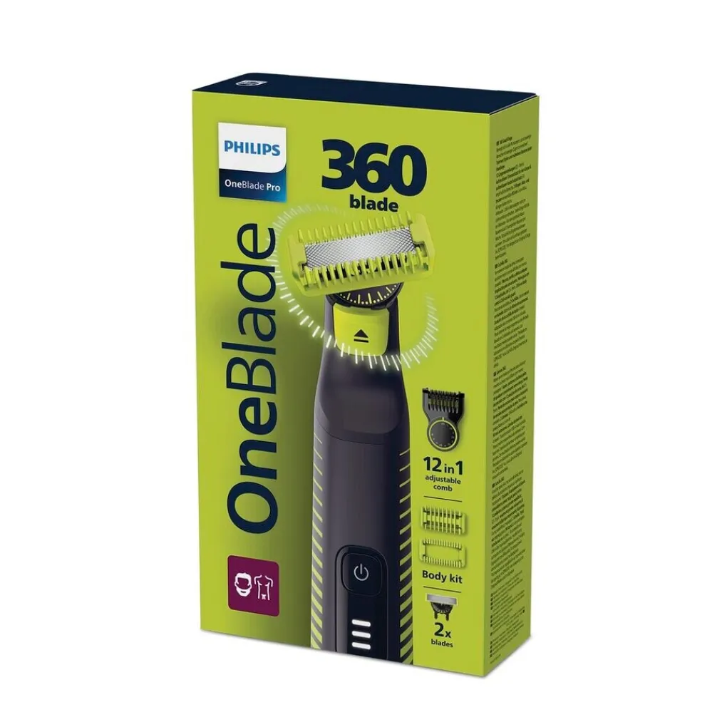 Heren Philips Multigroomers|Baardtrimmers>OneBlade Pro 360 Face+Body QP6507/23 Trimmer, Scheerapparaat en Styler
