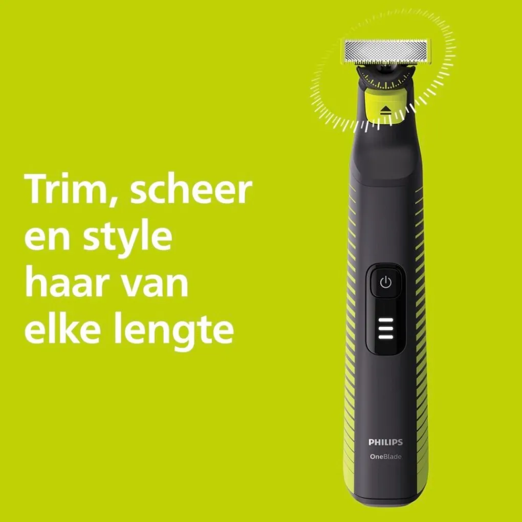 Heren Philips Multigroomers|Baardtrimmers>OneBlade Pro 360 Face+Body QP6507/23 Trimmer, Scheerapparaat en Styler