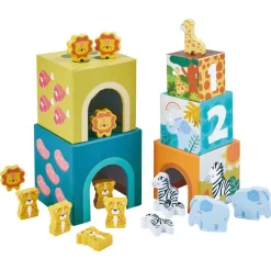 Playing Kids Houten Speelgoed>Safari Houten Stapelblokken