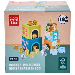 Playing Kids Houten Speelgoed>Safari Houten Stapelblokken