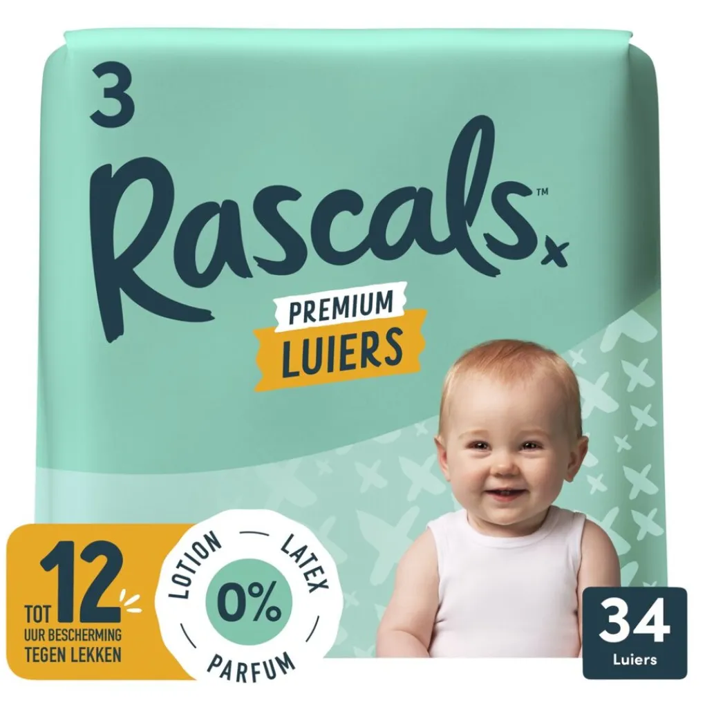 Rascal + Friends Luiers Maat 3>Maat 3 Premium Luiers