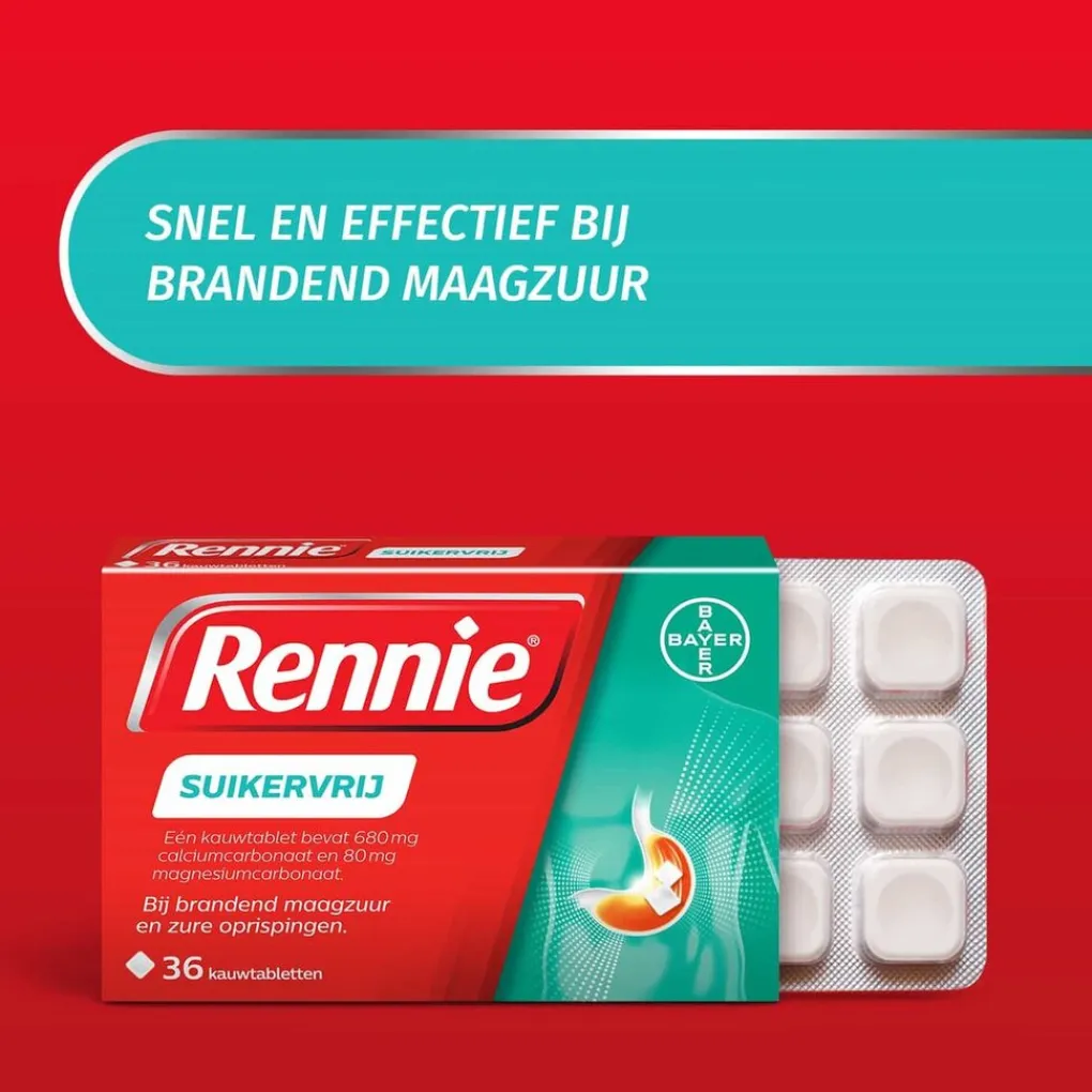 Rennie Maag- En Of Darm>Suikervrij Kauwtabletten