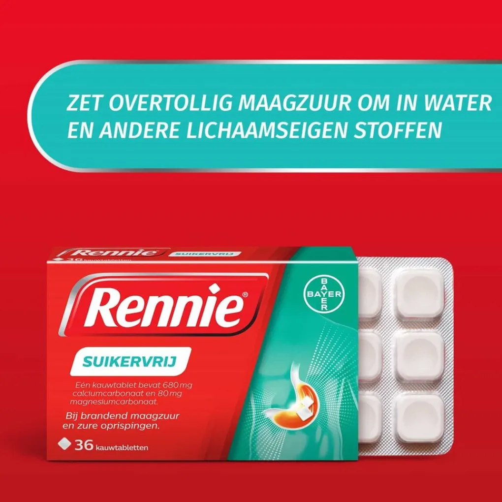 Rennie Maag- En Of Darm>Suikervrij Kauwtabletten