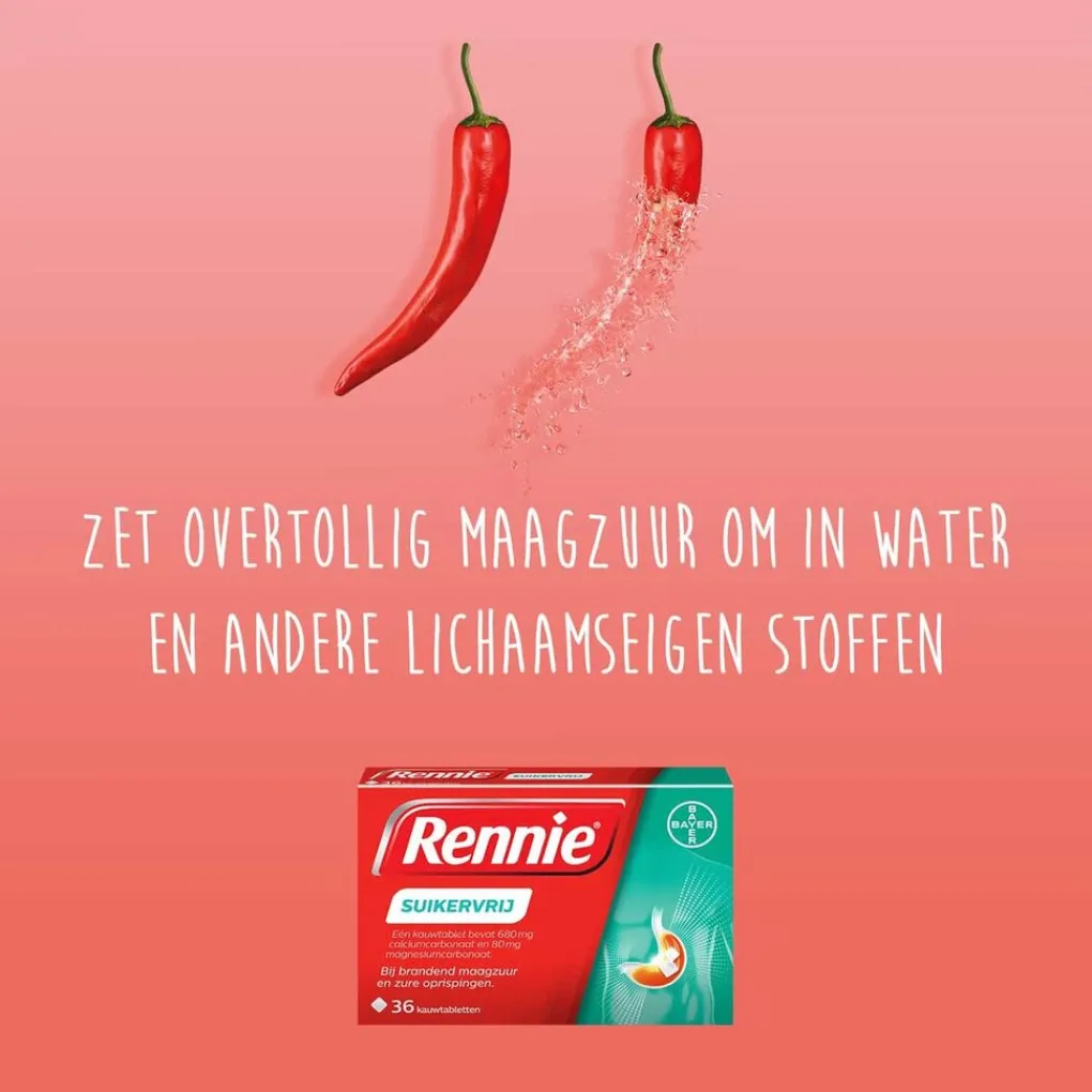 Rennie Maag- En Of Darm>Suikervrij Kauwtabletten