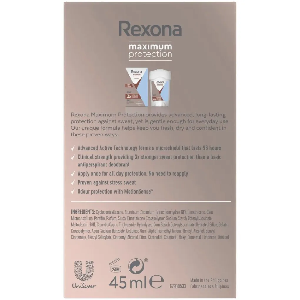 Rexona Deostick>Women Maximum Protection Clean Scent Antitranspirant Stick