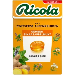 Ricola Snacks En Snoep>Gember Sinaasappelmunt Kruidenpastilles