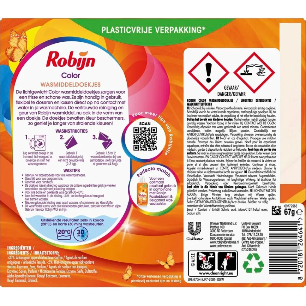 Robijn Wasmiddel>Color Wasmiddeldoekjes