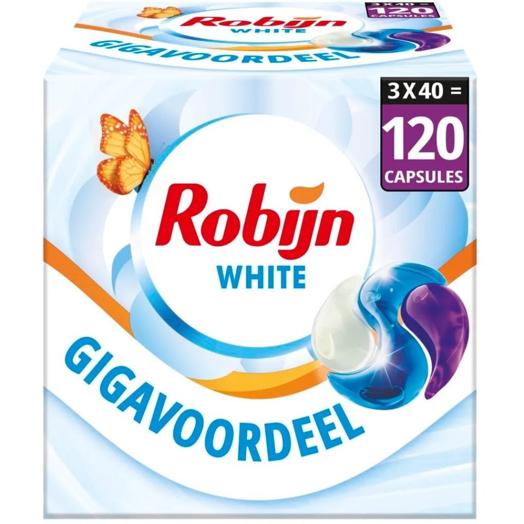 Robijn Wasmiddel>Stralend Wit 3-in-1 Wasmiddelcapsules