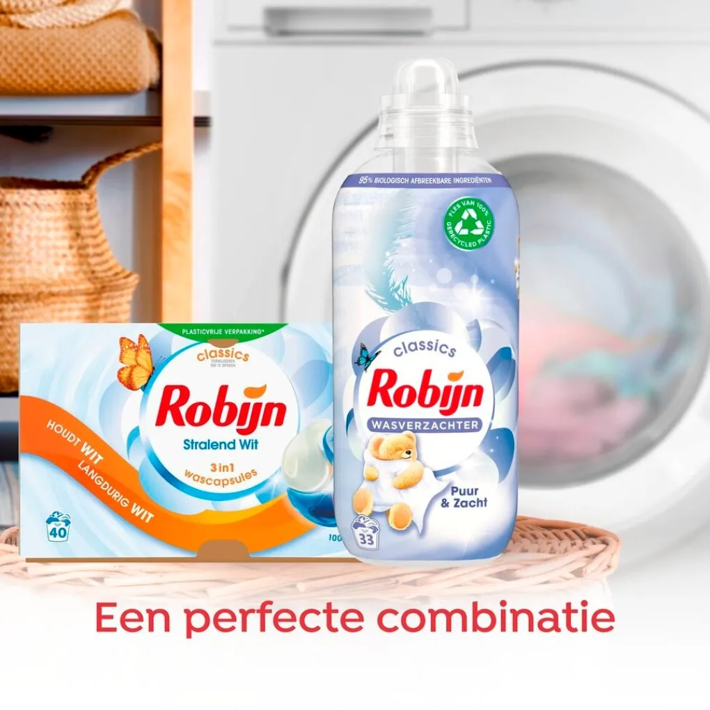 Robijn Wasmiddel>Stralend Wit 3-in-1 Wasmiddelcapsules