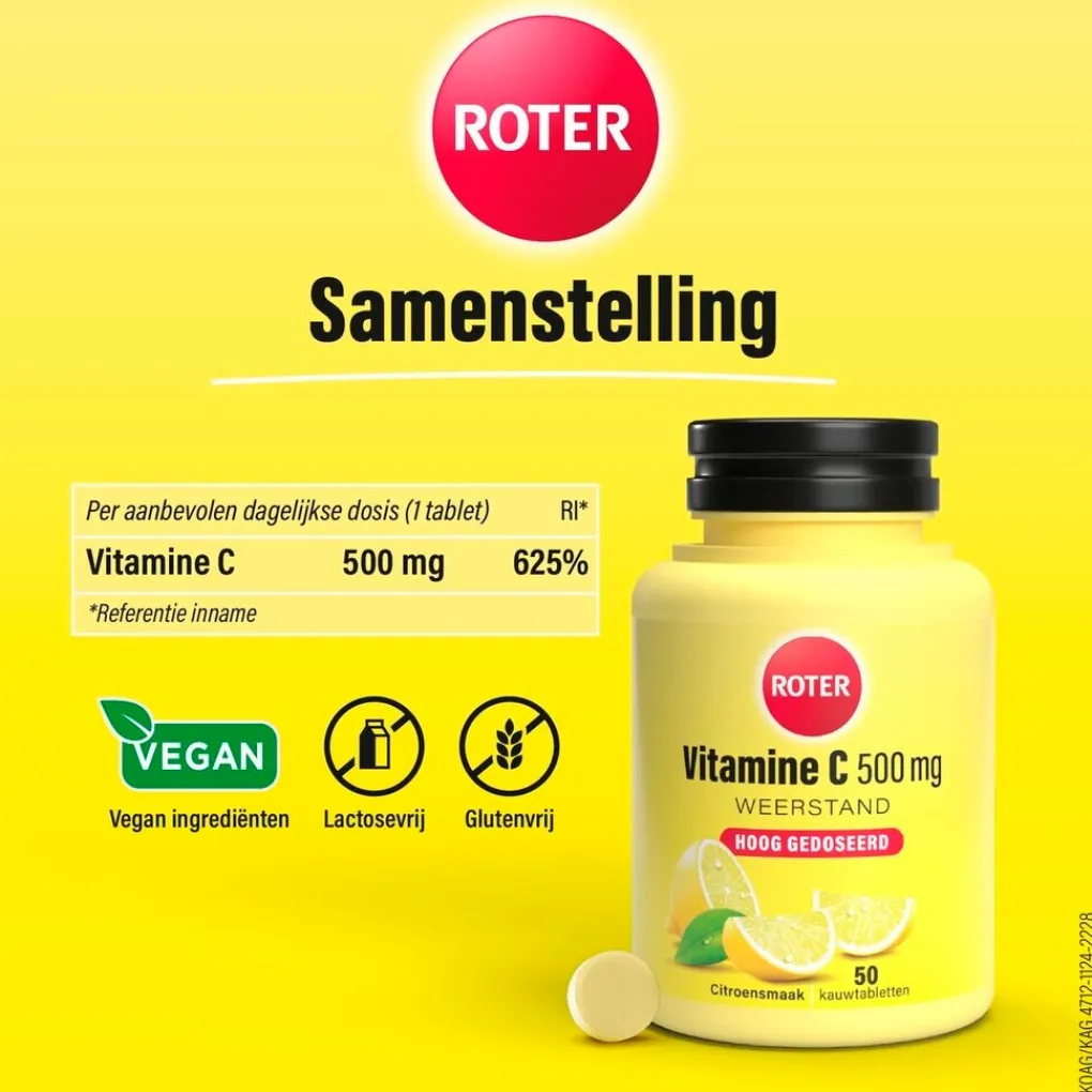 Roter Vitamines|Weerstand En Of Energie>Vitamine C 500 mg Kauwtabletten