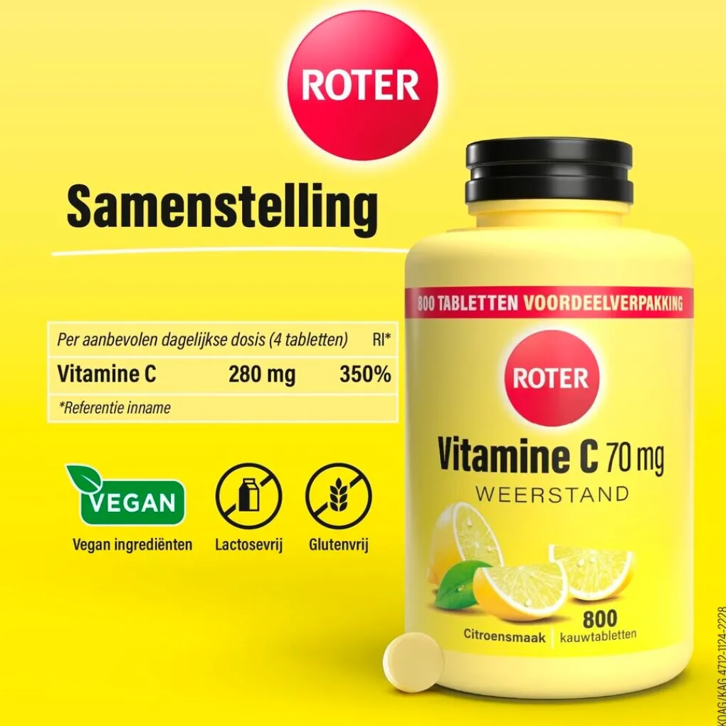 Roter Weerstand En Of Energie|Vitamines>Vitamine C 70mg Citroen Kauwtabletten