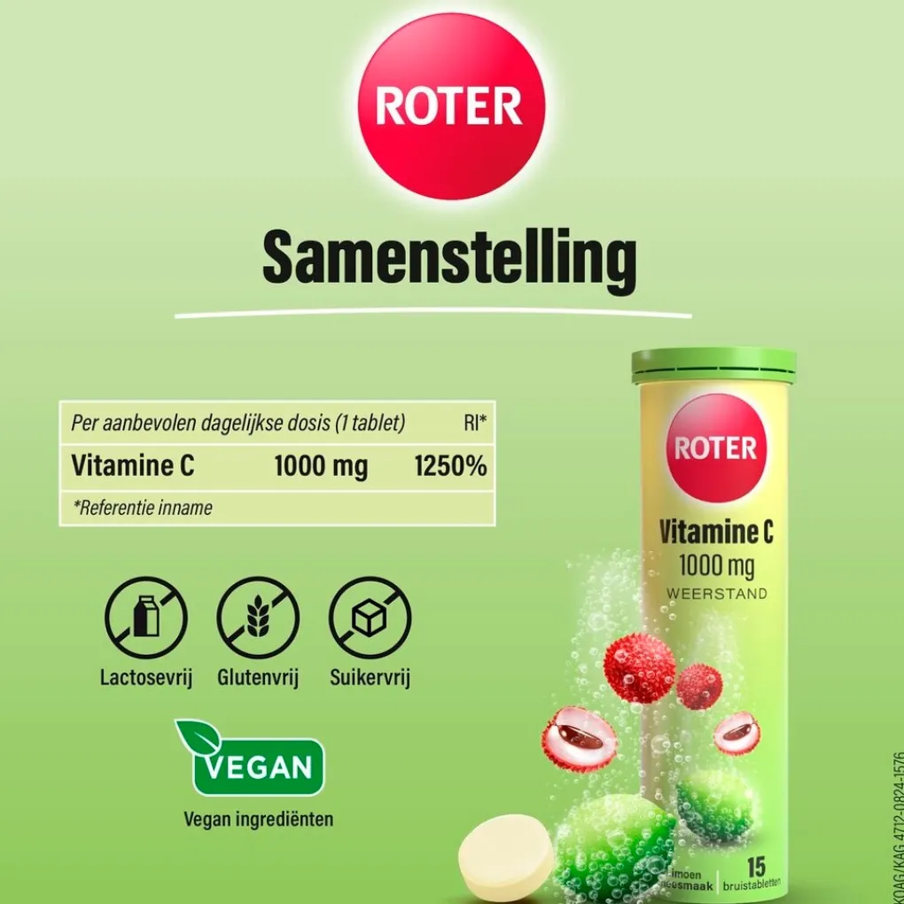 Roter Vitamines|Weerstand En Of Energie>Vitamine C 1000mg Lime Lychee Bruistabletten
