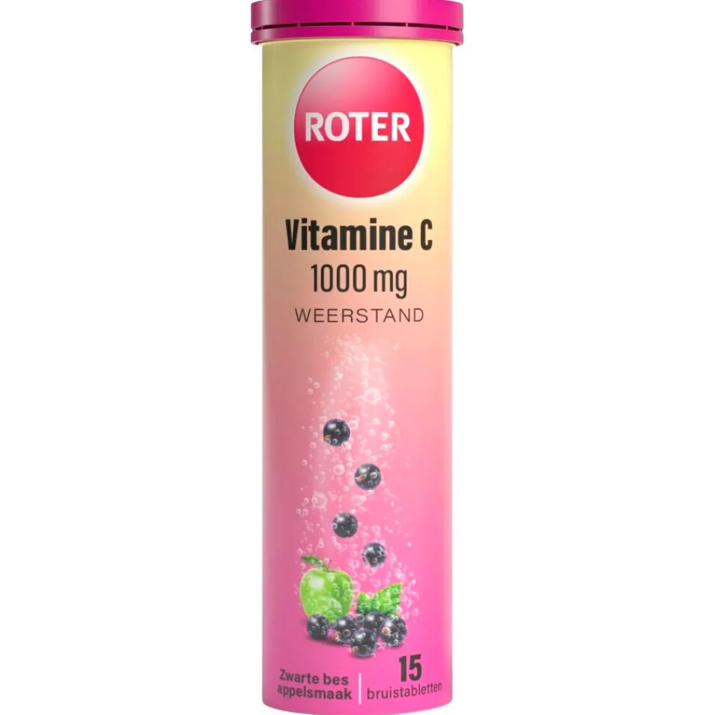 Roter Vitamines|Weerstand En Of Energie>Vitamine C 1000mg Zwarte Bes Appel Bruistabletten