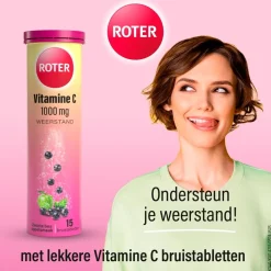 Roter Vitamines|Weerstand En Of Energie>Vitamine C 1000mg Zwarte Bes Appel Bruistabletten