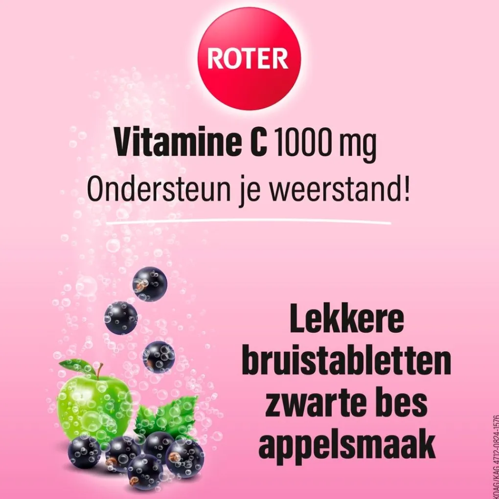 Roter Vitamines|Weerstand En Of Energie>Vitamine C 1000mg Zwarte Bes Appel Bruistabletten
