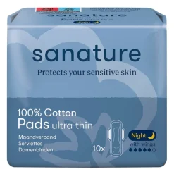Sanature Maandverband>100% Katoenen Ultra Thin Night Maandverband