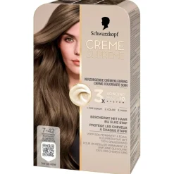 Schwarzkopf creme supreme Haarverf>7-42 Nude Donker Beigeblond Verzorgende Crèmekleuring
