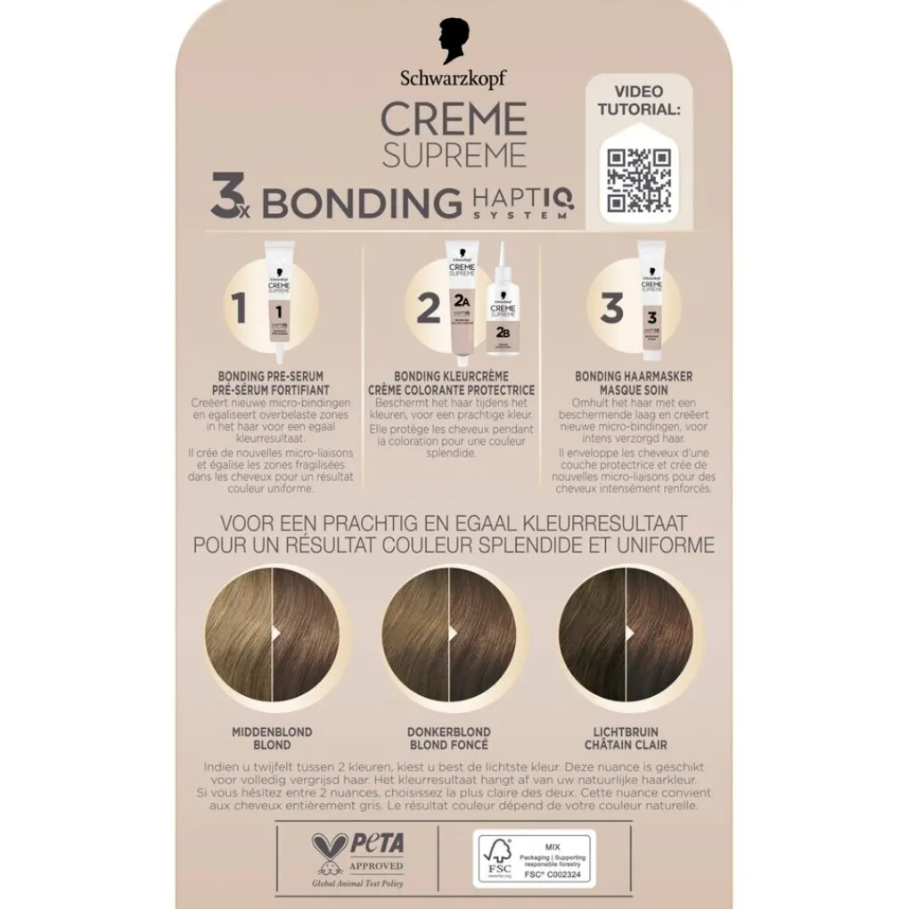 Schwarzkopf creme supreme Haarverf>7-42 Nude Donker Beigeblond Verzorgende Crèmekleuring