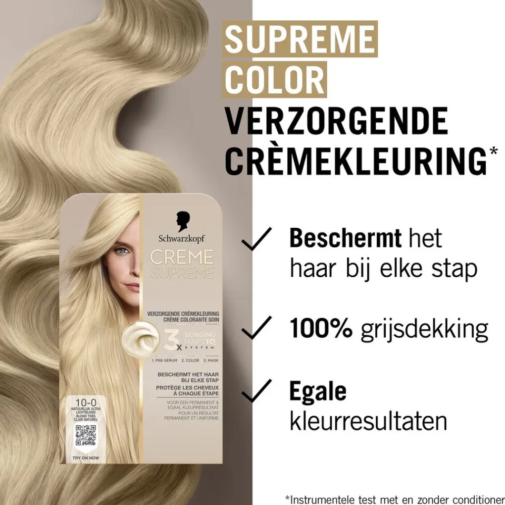 Schwarzkopf creme supreme Haarverf>10-0 Natuurlijk Ultra Lichtblond Verzorgende Crèmekleuring