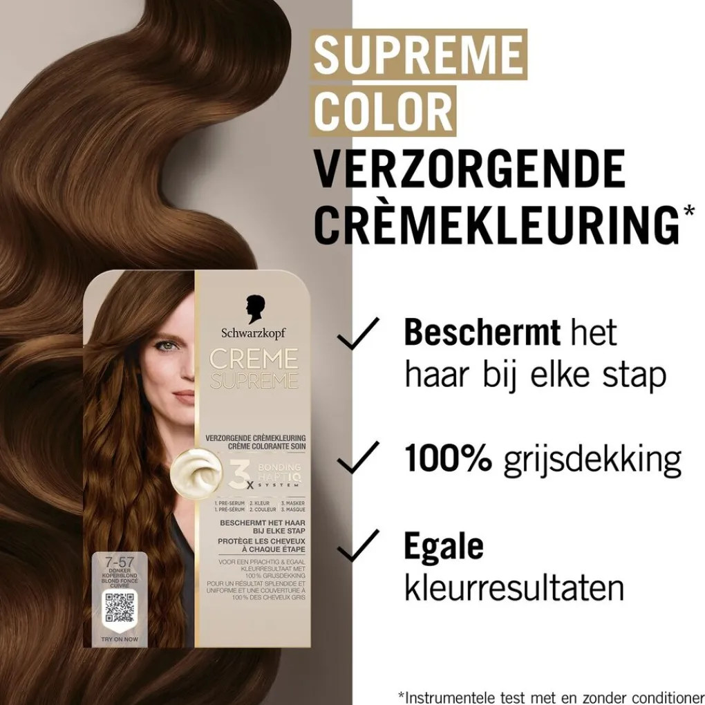 Schwarzkopf creme supreme Haarverf>7-57 Donker Koperblond Verzorgende Crèmekleuring