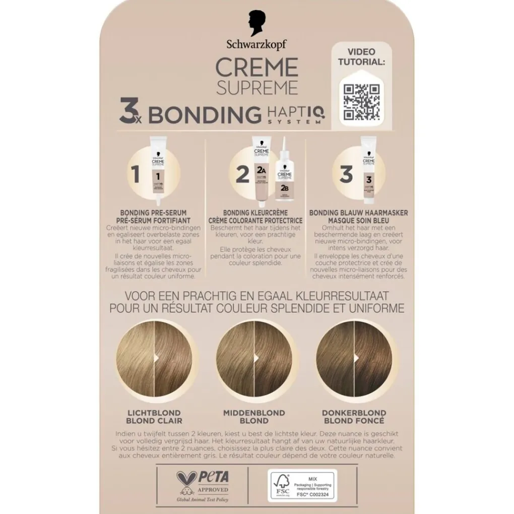 Schwarzkopf creme supreme Haarverf>8-16 Cool Asblond Verzorgende Crèmekleuring