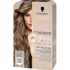 Schwarzkopf creme supreme Haarverf>7-16 Cool Donker Asblond Verzorgende Crèmekleuring