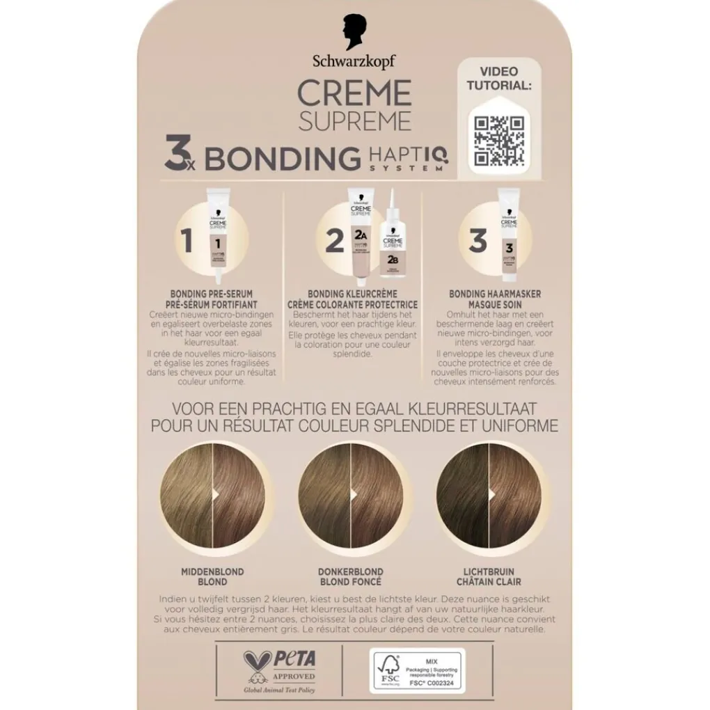 Schwarzkopf creme supreme Haarverf>7-16 Cool Donker Asblond Verzorgende Crèmekleuring