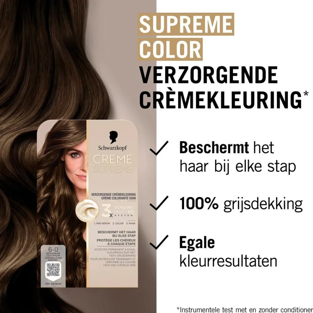 Schwarzkopf creme supreme Haarverf>6-0 Natuurlijk Lichtbruin Verzorgende Crèmekleuring