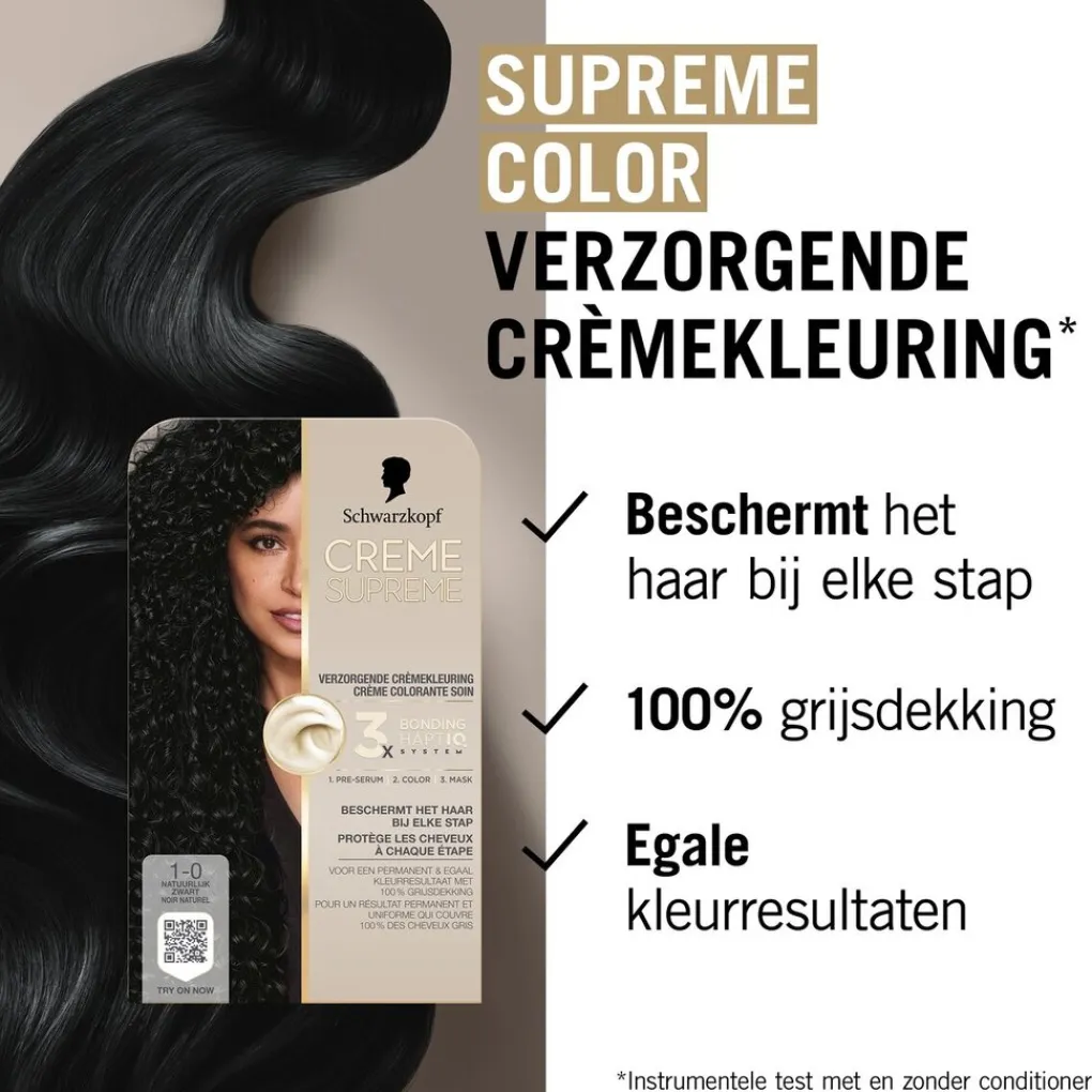Schwarzkopf creme supreme Haarverf>1-10 Natuurlijk Zwart Verzorgende Crèmekleuring