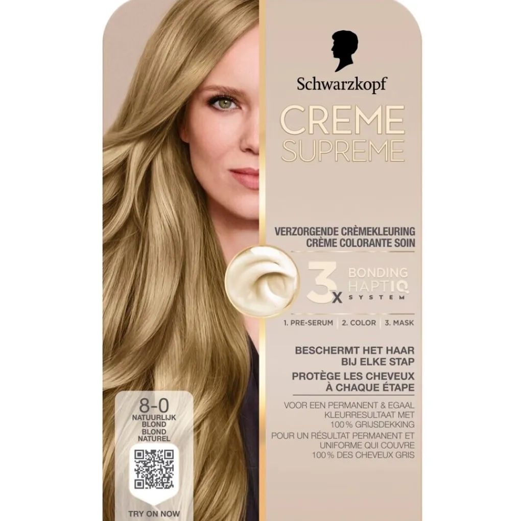 Schwarzkopf creme supreme Haarverf>8-0 Natuurlijk Blond Verzorgende Crèmekleuring