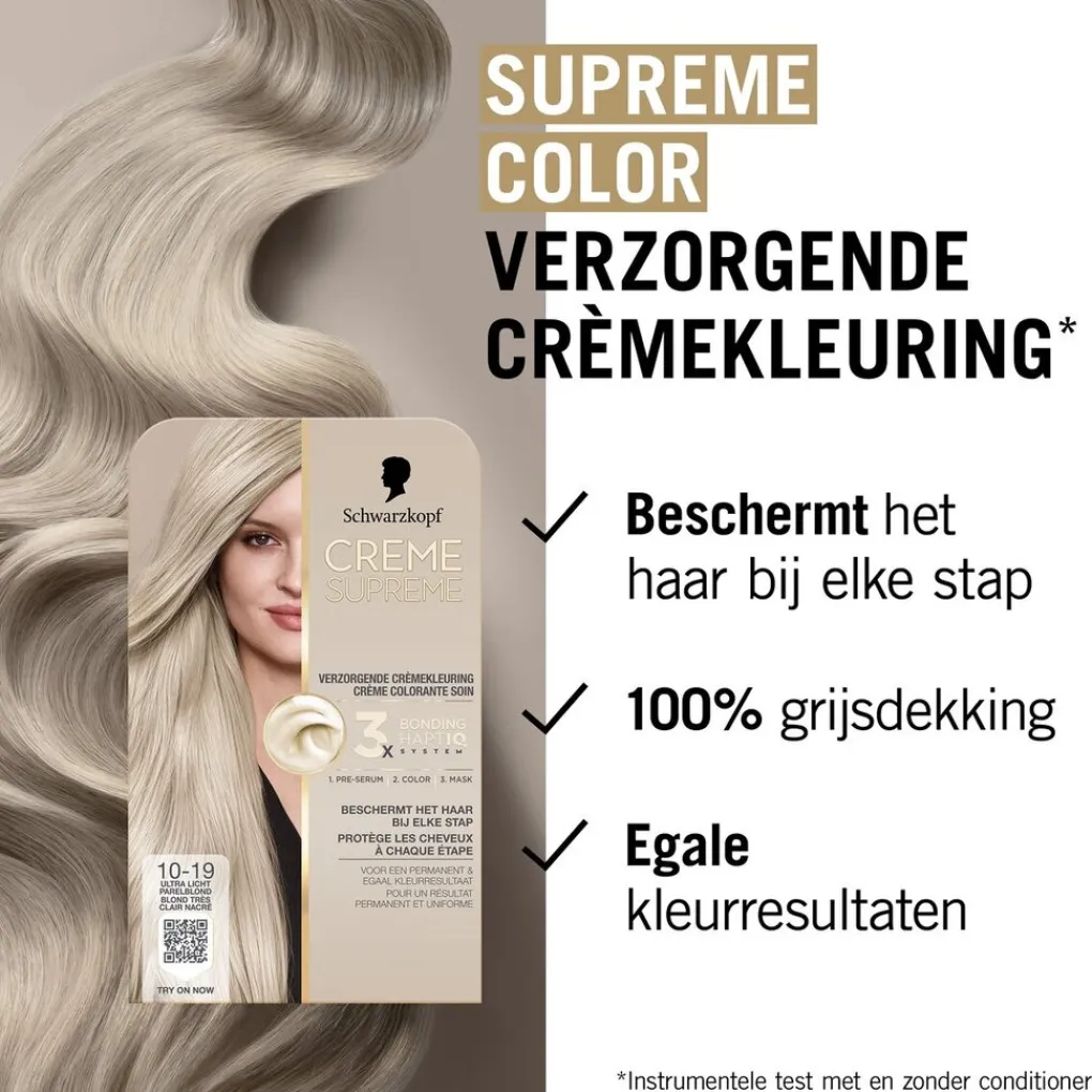 Schwarzkopf creme supreme Haarverf>10-19 Ultra Licht Parelblond Verzorgende Crèmekleuring