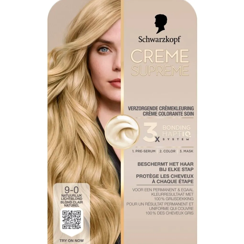 Schwarzkopf creme supreme Haarverf>9-0 Natuurlijk Lichtblond Verzorgende Crèmekleuring