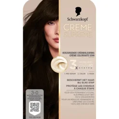 Schwarzkopf creme supreme Haarverf>3-0 Natuurlijk Extra Donkerbruin Verzorgende Crèmekleuring