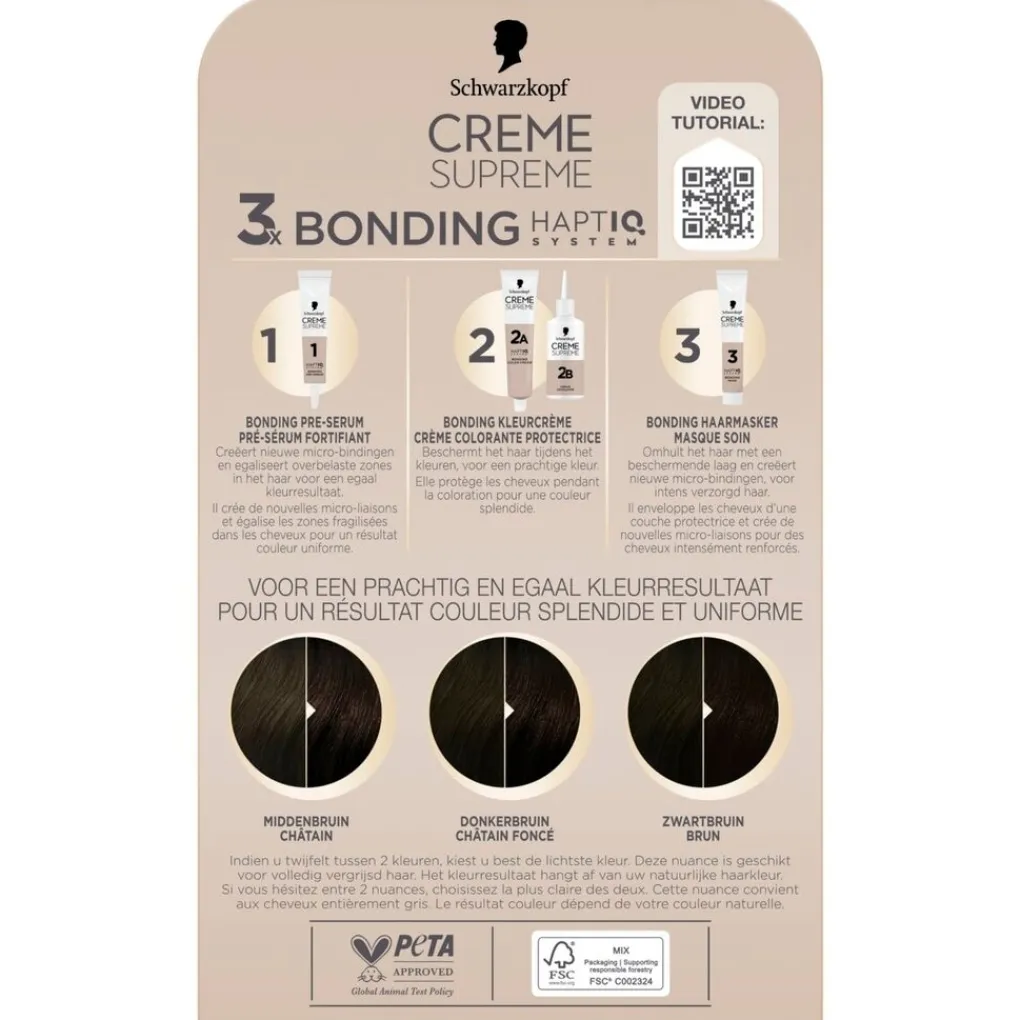 Schwarzkopf creme supreme Haarverf>3-0 Natuurlijk Extra Donkerbruin Verzorgende Crèmekleuring
