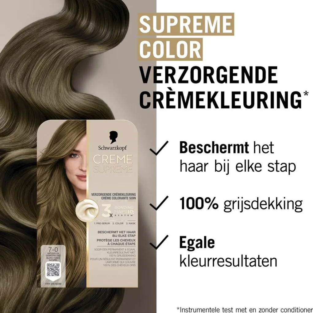 Schwarzkopf creme supreme Haarverf>7-0 Natuurlijk Donkerblond Verzorgende Crèmekleuring