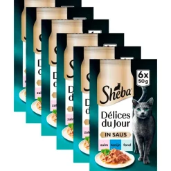 Sheba Diervoeding>Délices du Jour in Saus met Zalm, Tonijn & Forel Maaltijdzakjes Kattenvoer
