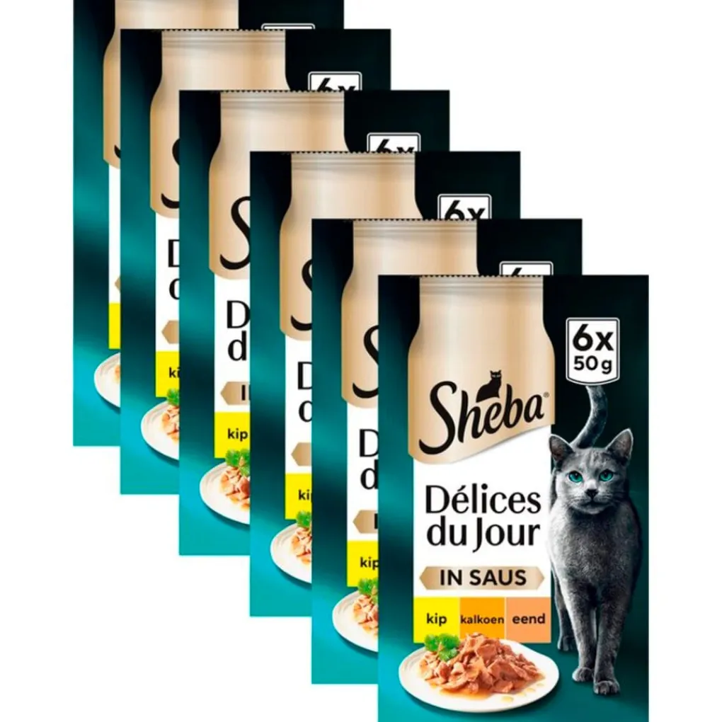 Sheba Diervoeding>Délices du Jour in Saus met Kip, Kalkoen en Eend Maaltijdzakjes Kattenvoer
