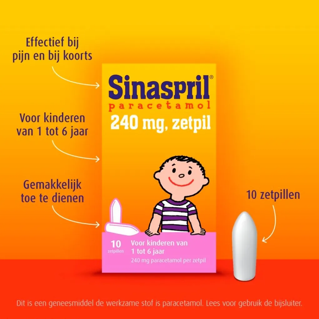 Sinaspril Pijn>Paracetamol 240mg Zetpillen